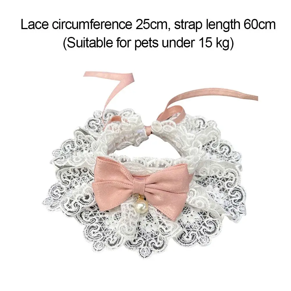 Lace Bowknot Pearl Collar Cat Dog Neckerchief Pet Cats Kitten Dog Puppy String Bib Necklace Necktie Neck Strap Scarf Accessories