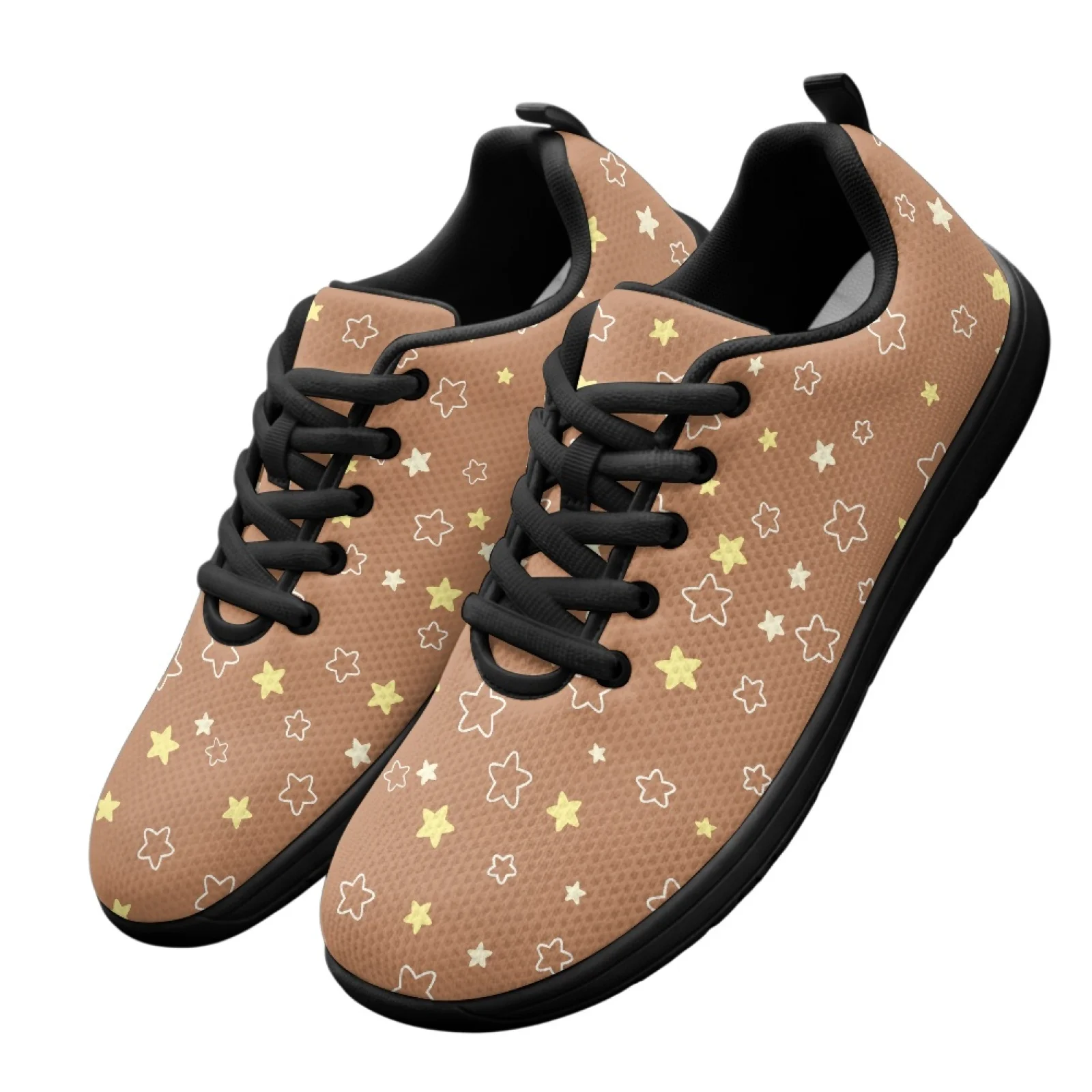 PENSTROLL Khaki Star Print Men Extra Wide Shoes Mesh & EVA Extra Wide Width Sneakers Men Barefoot Walking Shoes for Mens