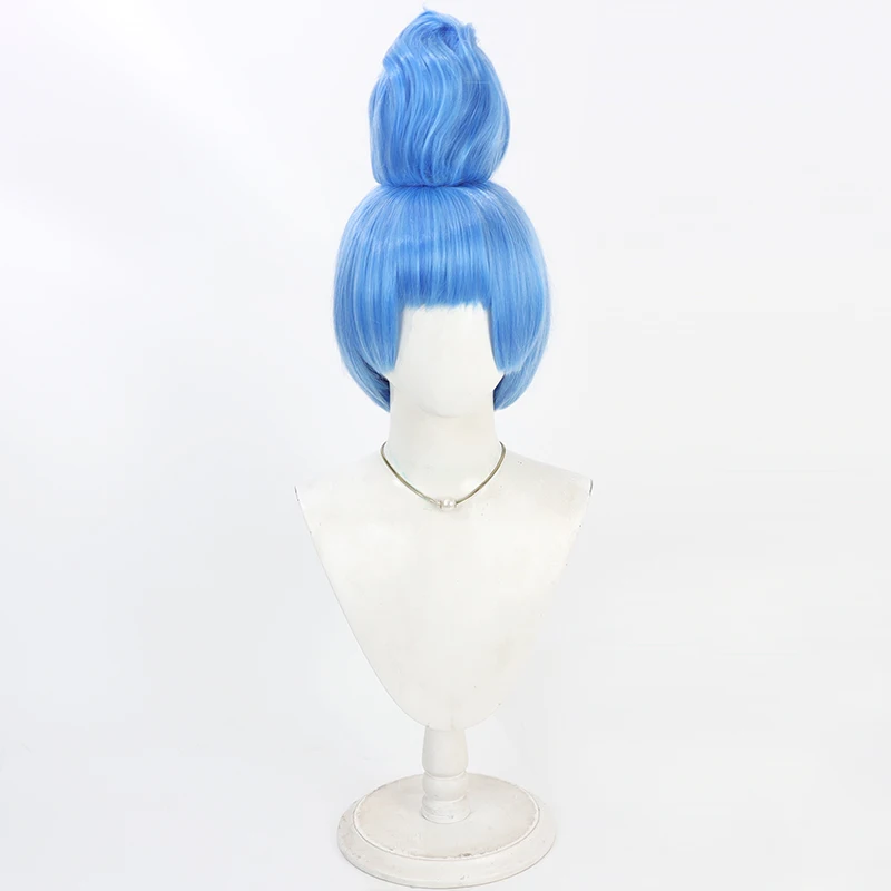 Parrucca cosplay Anime Happy Villains Madame Hyde Capelli corti blu Parrucca per giochi di ruolo per feste di Halloween + cappuccio gratuito