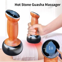 Electric Hot Stone Massager Warm Moxibustion Guasha Tool SPA Therapy Wireless Skin Scraping Neck Back Massage Relaxation Device