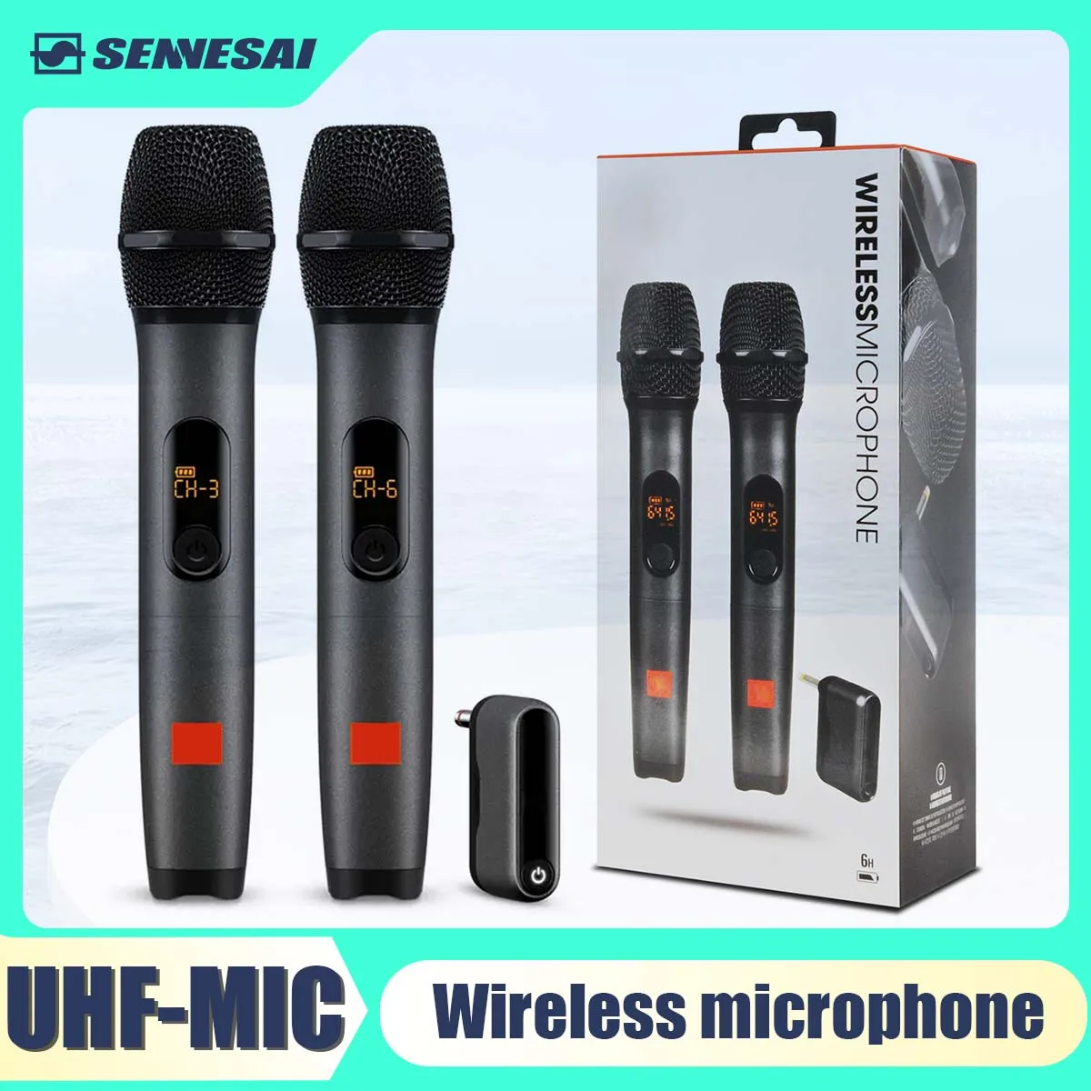 For JBL Wireless Microphone Handheld UHF Dual Channel Mike 6.3mm Interface Family Karaoke KTV Show Singing Speech Microphone