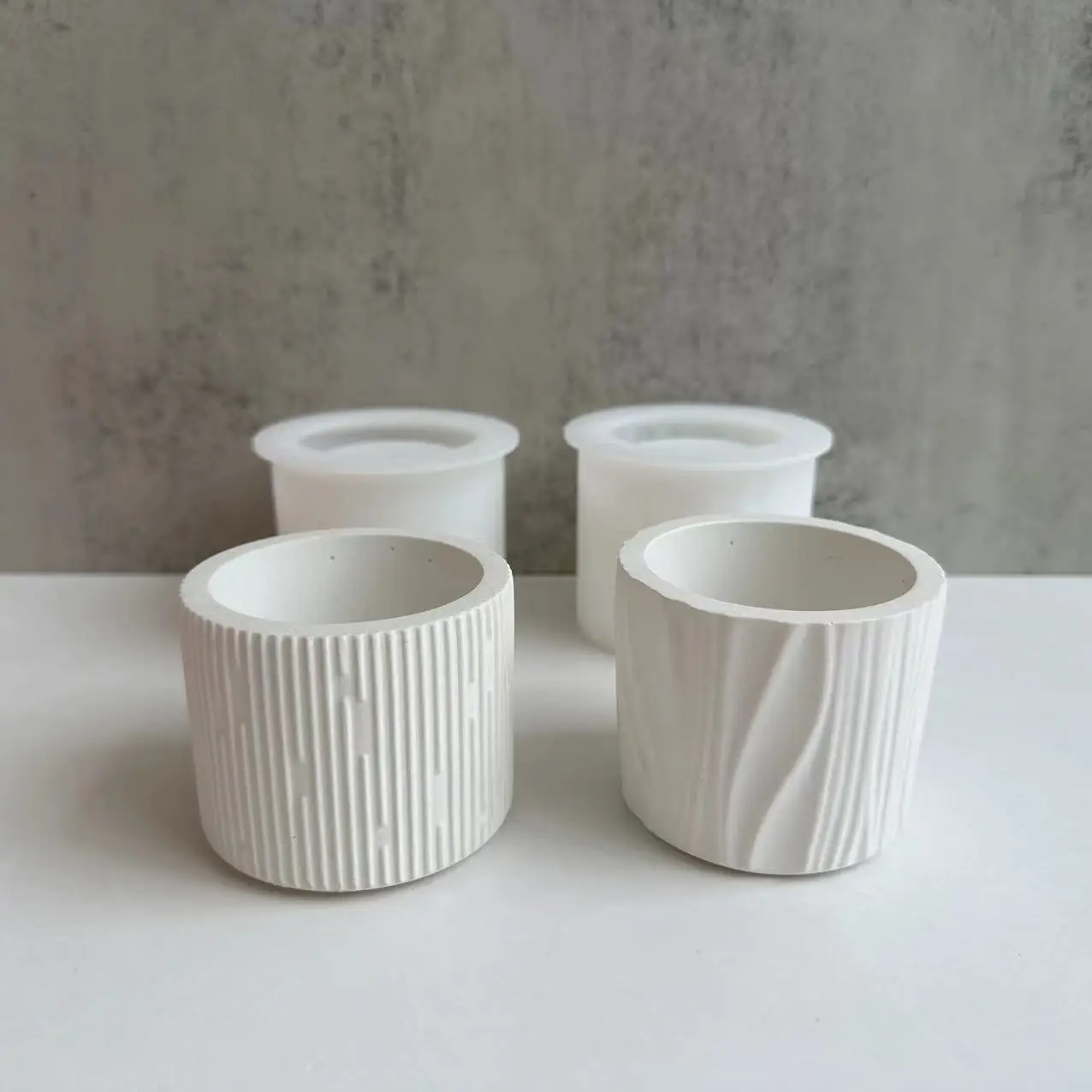 Stampo in Silicone per tazza di candela foderato in gesso stampo in resina per vaso di fiori circolare in cemento fai da te