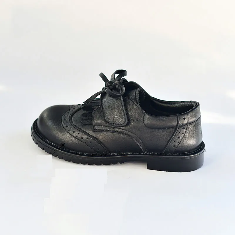 Children Leather Shoes Girls Baroque Fashion School Shoes Non-slip Soft Sole Tassel Geniune Leather Shoes Size 23-36