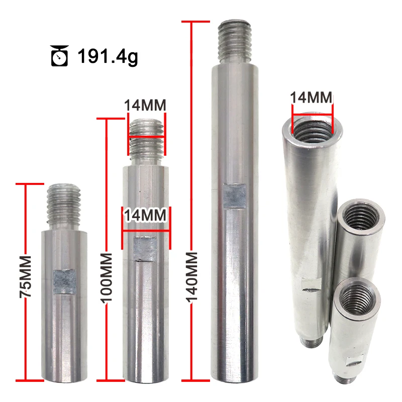 Angle Grinder Extension  Rod M14 Rotary Polisher Shaft 3 PCS Set for Car Care Polishing Accessories Tools Auto Detailing Adapter