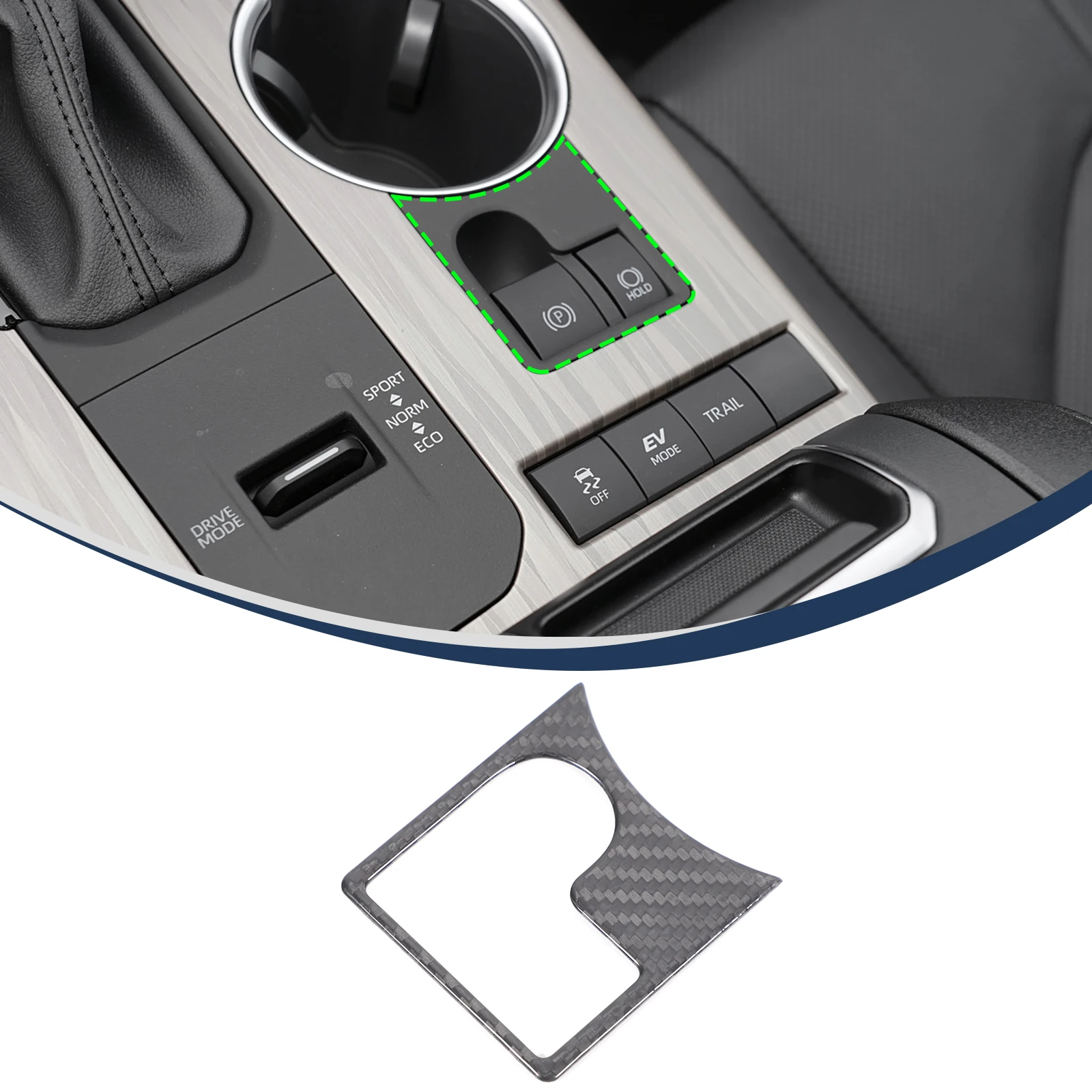 

Натуральная центральная консоль из углеродного волокна, рамка режима кнопок, рамка для Toyota Highlander 2024, автомобильные аксессуары для интерьера