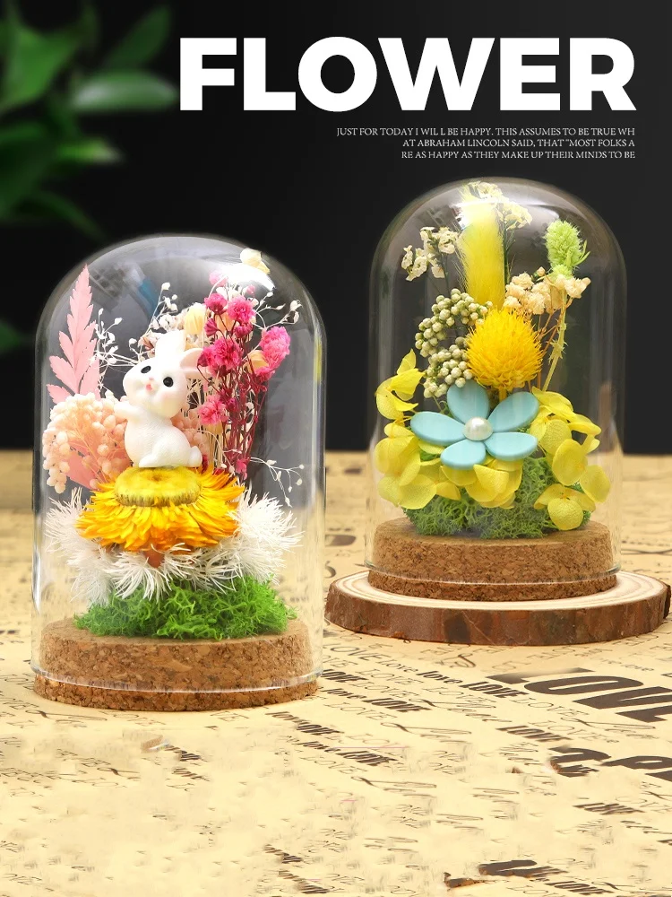 

Mother's Day Teacher's Day DIY Material Pack Making Eternal Flower Glass Cover Decorative Decoration Decoration Mother's Day Gif
