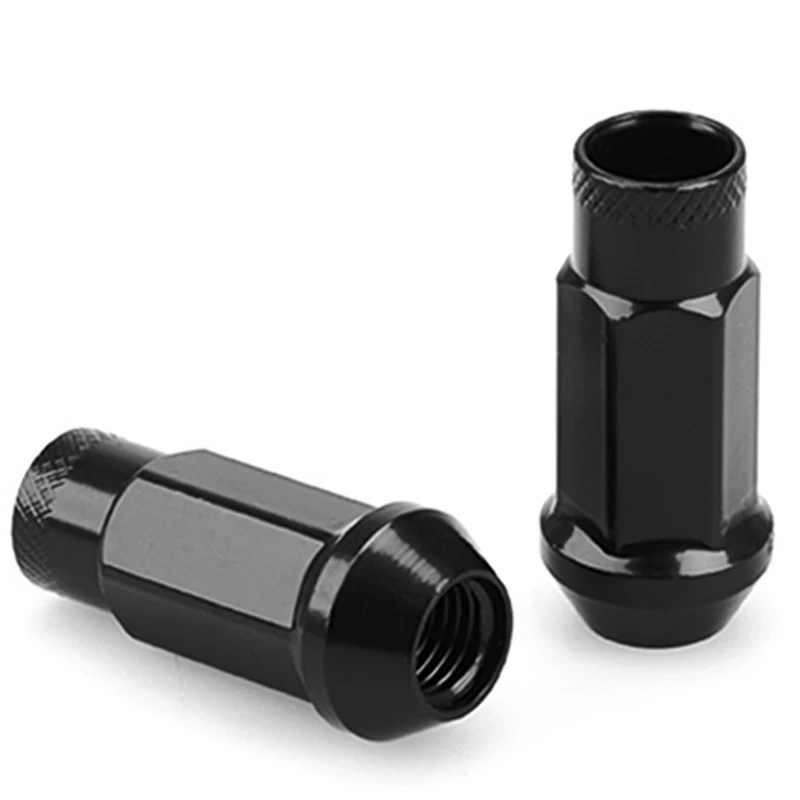 Lug Nut Open Wheel Nut, Tapered Acorn Seat, 20 Forged Lock Nuts Racing Nut And 1 Nut Socket Key (Black)