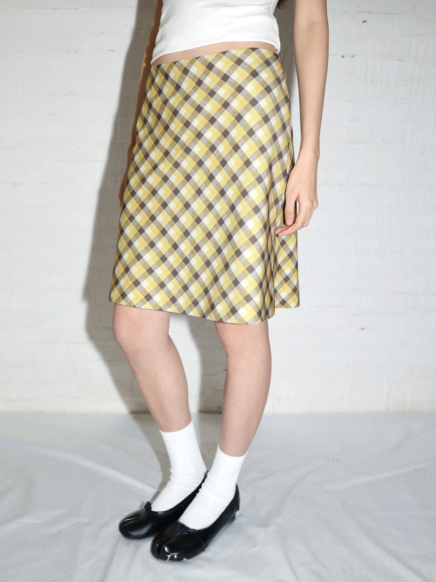 

Vibrant Color Diagonal Plaid A-Line Skirt Versatile Retro Style Casual Polyester Fiber Travel Suitable mid Waist Design