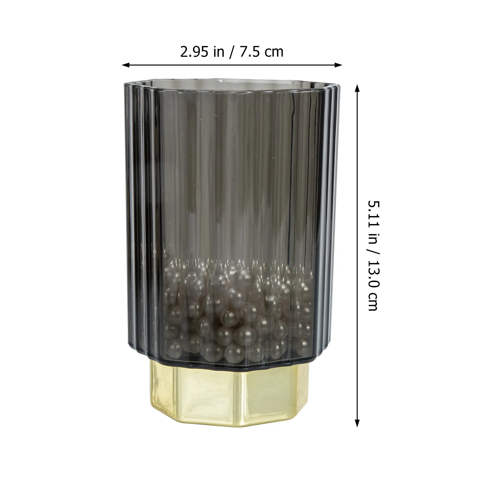 ゴールドリムガラス製メイクブラシホルダー、無料のパール付き、口紅や鉛筆の収納用デスクトップオーガナイザー、メイクブラシ