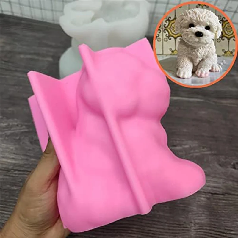 A32P_Dog Mold,3D Dog Silicone Candle Mold Cute Puppy Soap Mold Handmade Softsoap, DIY Home Ornaments Decorations