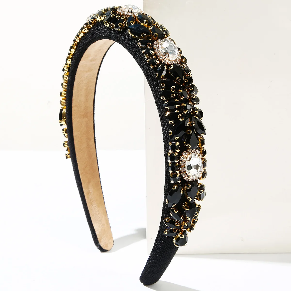 Baroque Crystal Embellished Hairbands Rhinestone Padded Headband Fashion Bejewelled HairHoop Accessory for Women Girls