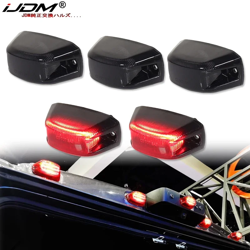 5pcs Super Red Full LED Rear Cab Roof Clearance Marker Lamps For 2014-23 Dodge RAM ProMaster 1500 2500 3500 Cargo RV Van