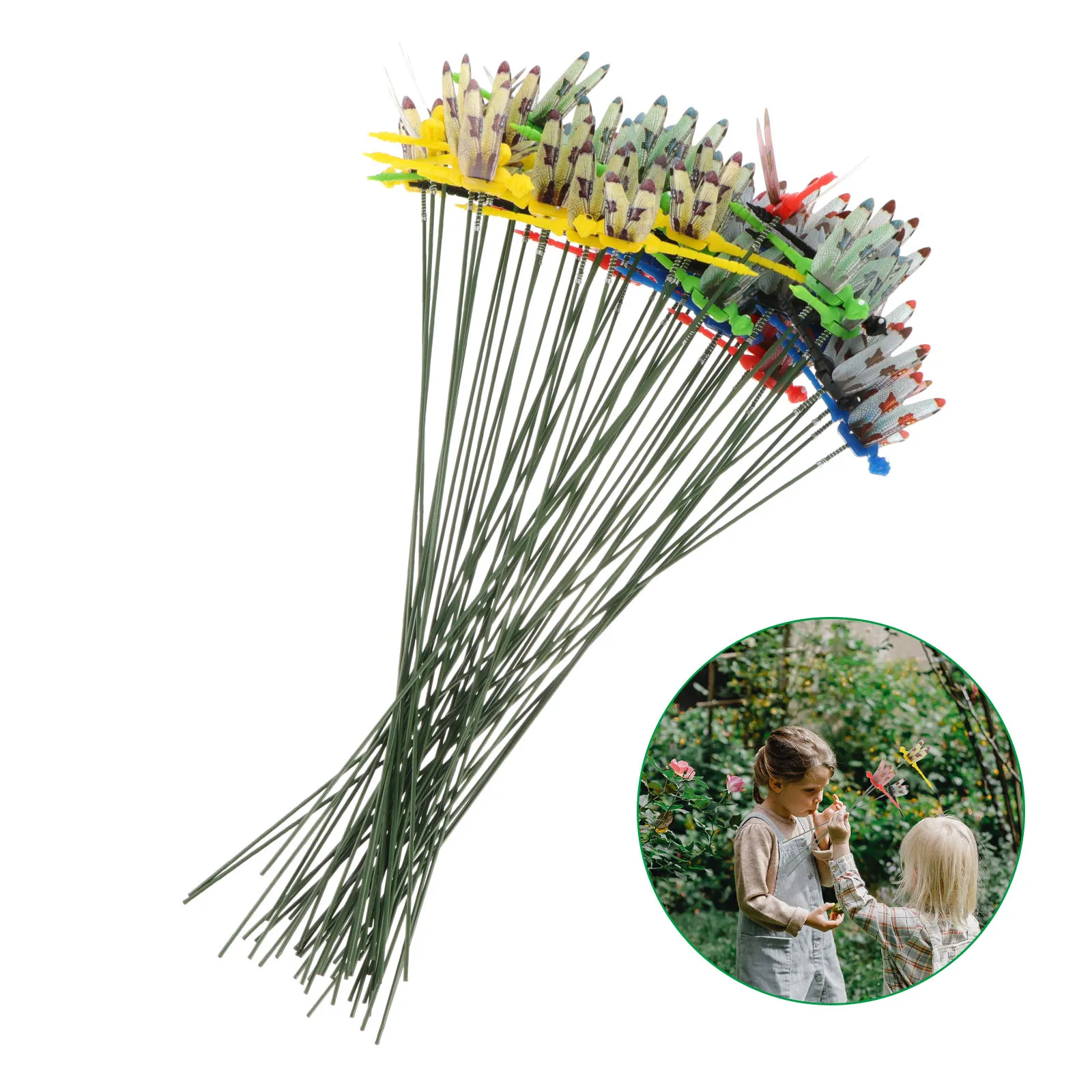 50Pcs Plastic Dragonfly Stakes Garden Decoration Realistic Simulation for Flower Pots Outdoor Yard Patio Garden Decor Ornament
