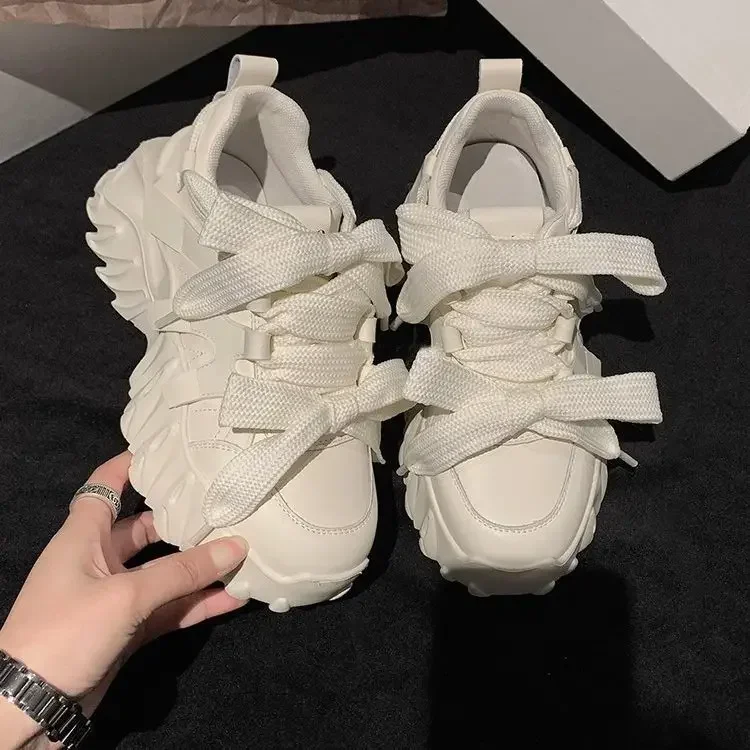 Sneakers Women Designer Vulcanized Shoes Fashion Lace-up Wedge Platform Dad Shoes Casual Women Sport Shoes Zapatillas Mujer
