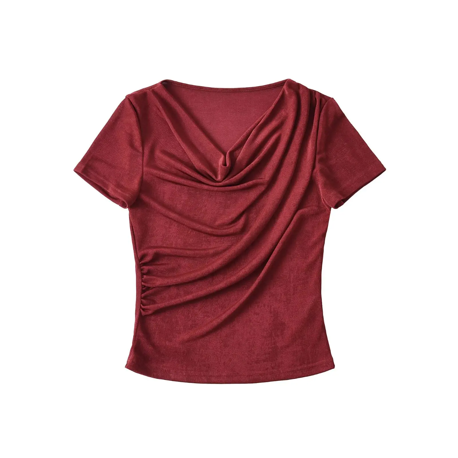 Sexy ort Sve Slim Fit T-irt Women's Summer Street Sle Pure Color Bustier Top oulder Bared Waist Cinched in Sle