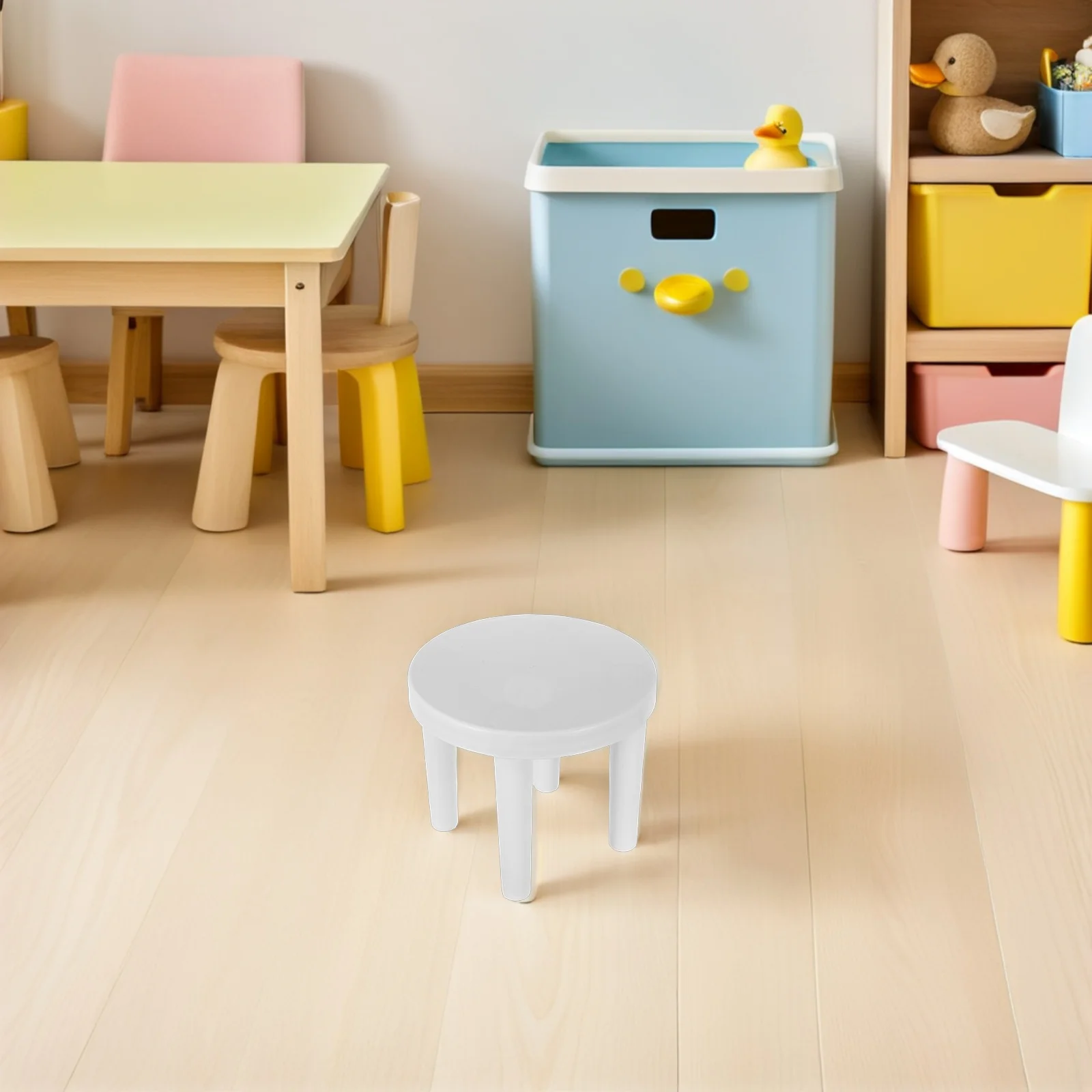 

1pc Plastic Small Stool Lightweight Low Step Stool For Bathroom Toilet Home Portable Foldable Round Seat White