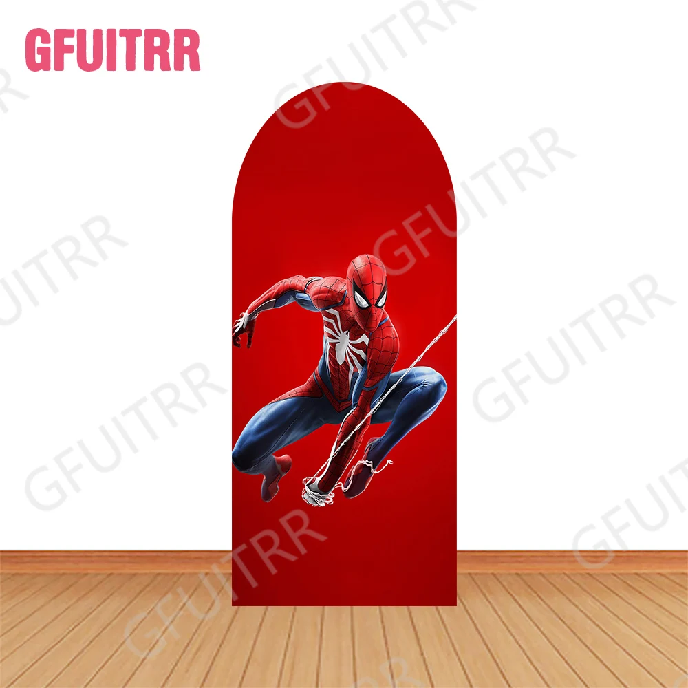 Marvel Spider-Man Arch Photo Backdrop Kids Birthday Party Photography Backdrop Baby Shower Double-side Covers