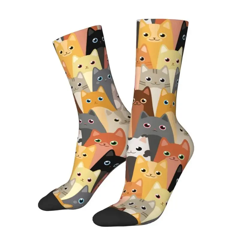 

Cartoon Cats Dress Socks Men's Women's Warm Fashion Kawaii Animals Kitten Crew Socks