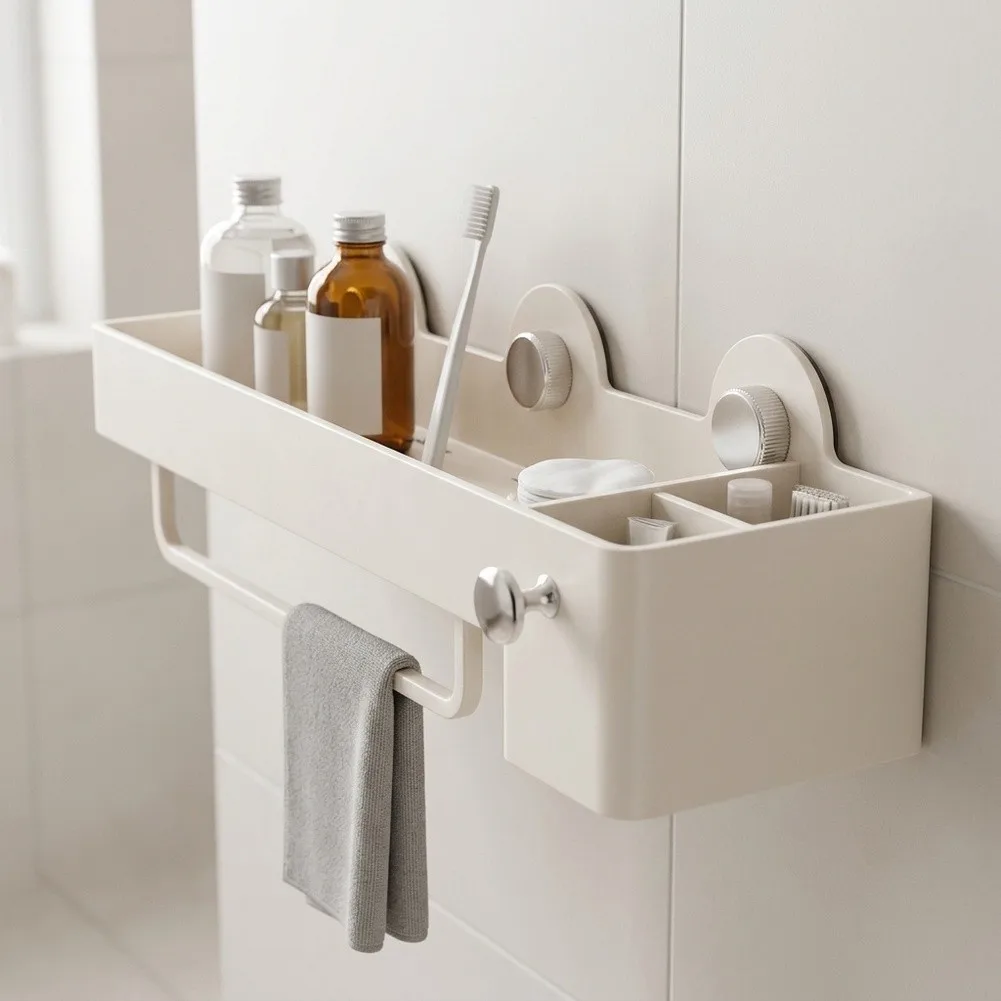 For Daily Shower Use No Drill Bathroom Shelf Bathroom Storage Solution Robust Aluminum Construction Efficient Drainage Design