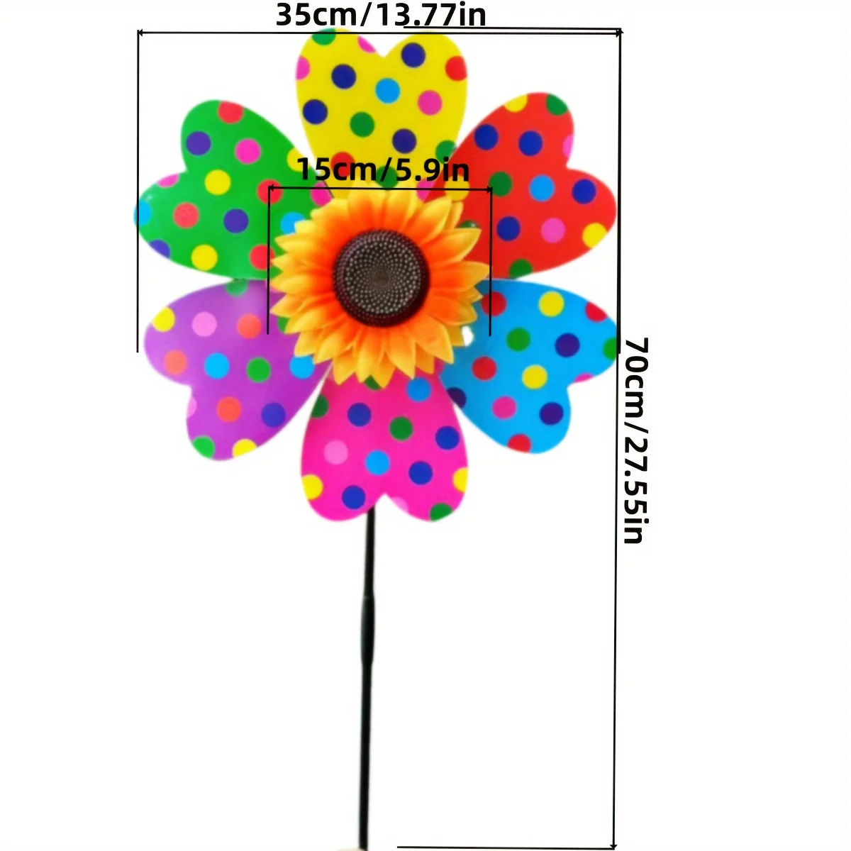 2 PCS Large Colorful Sun Flower Windmill Garden Yard Dress Up Outdoor Spring Trip Advertising Activity Props Attraction