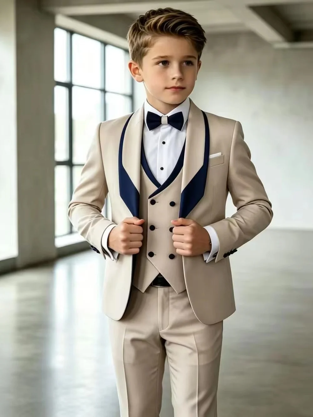 Txjojn Flower Boys Wedding Tuxedo 3 Pieces Jacket Vest Pants High Quality Kids Slim Fit Suit Set Piano Performance Wear 2-20T