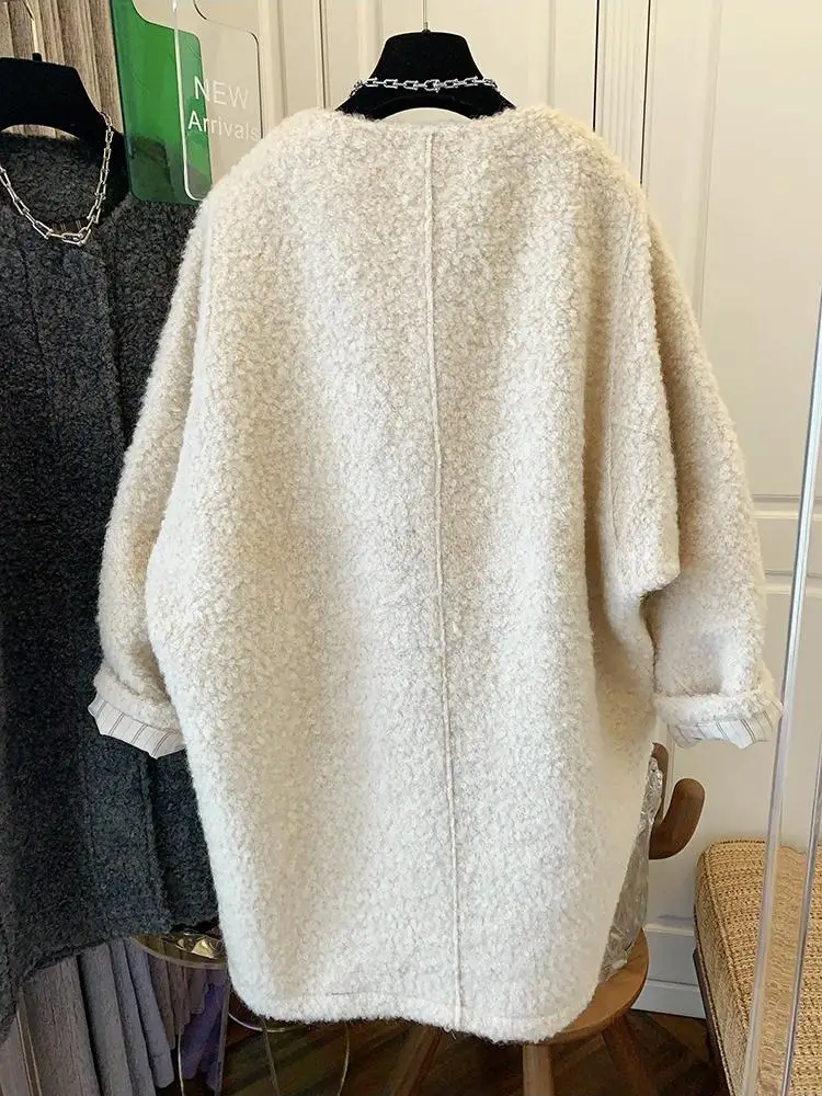 معطف SuperAen ذو صدر واحد برباط متوسط الطول للنساء بخصر وأكمام طويلة سترة خريف وشتاء 2025