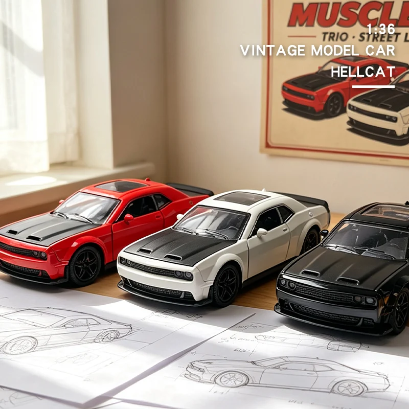 1/36 Classic Retro Hellcat Car Model, Die-Cast Metal, Exquisite and Compact Pocket Car, Beautiful Collectible, Home Decoration
