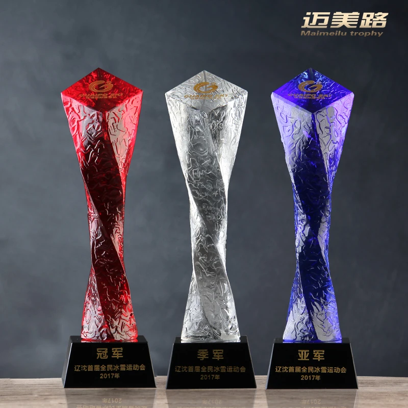 

Customize Custom Marvelous Business Trophy -TOP COOL company enterprise government team High grade crystal Trophy statue