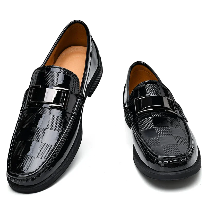 Patent Leather Loafers for Men Fashion Men Casual Shoes Gentleman Loafer Formal Shoes Instappers Heren Big Size 47 48 Platform