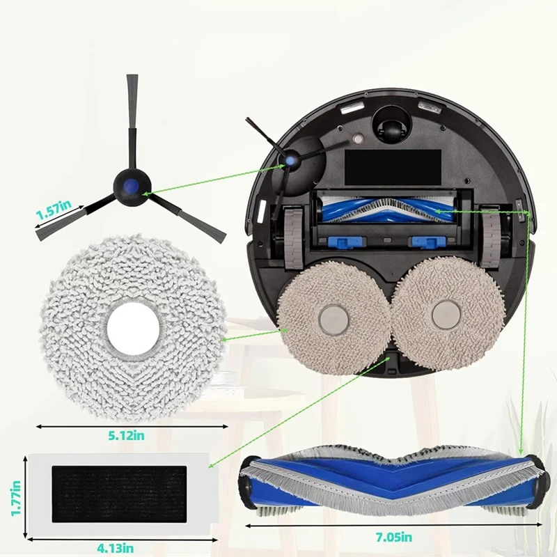 【Berserkk】For Yeedi M12 PRO + جهاز آلي لتنظيف الأتربة فرشاة جانبية دوارة مرشحات Hepa طقم ملحقات استبدال وسادة الممسحة