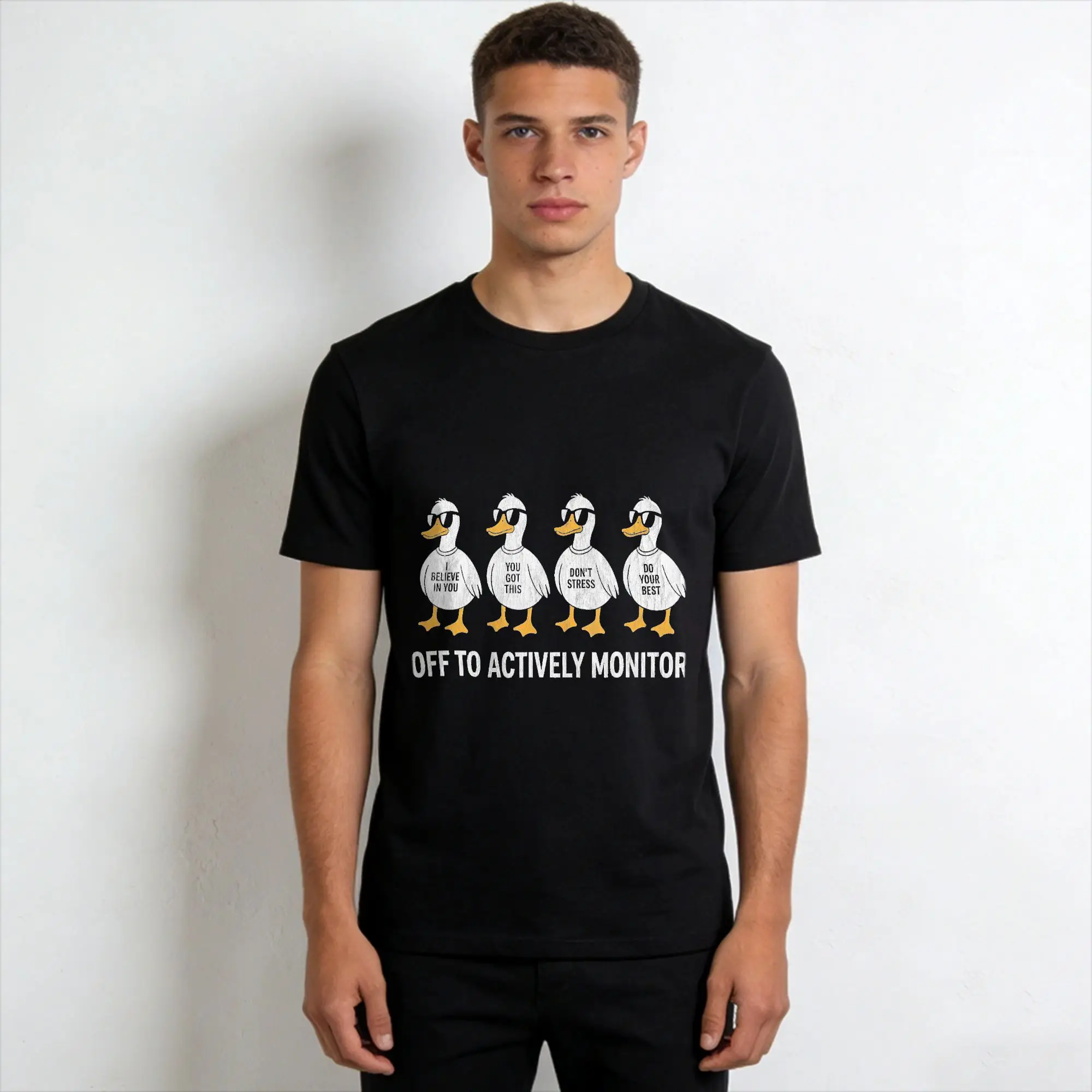 Men Off to Actively Monitor Teacher Testing Day Raccoon Meme T Shirts  Tops  Short Sleeve Round Neck Tee Shirt Classic T-Shirt