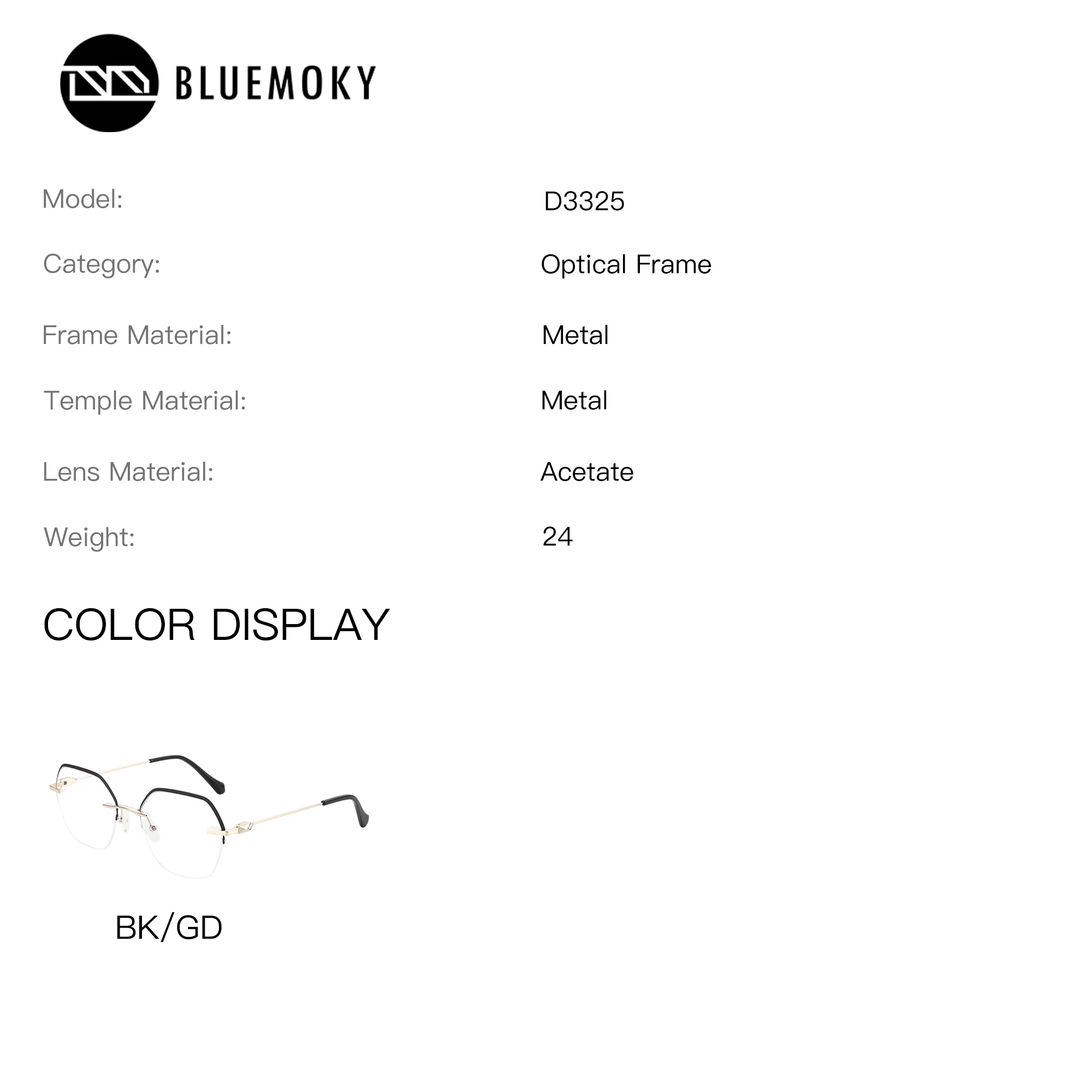 BLUEMOKY L Size Half-Frame Medical Prescription Glasses Women Anti Blue Light High Quality Polygon Metal Corrective Eyewear