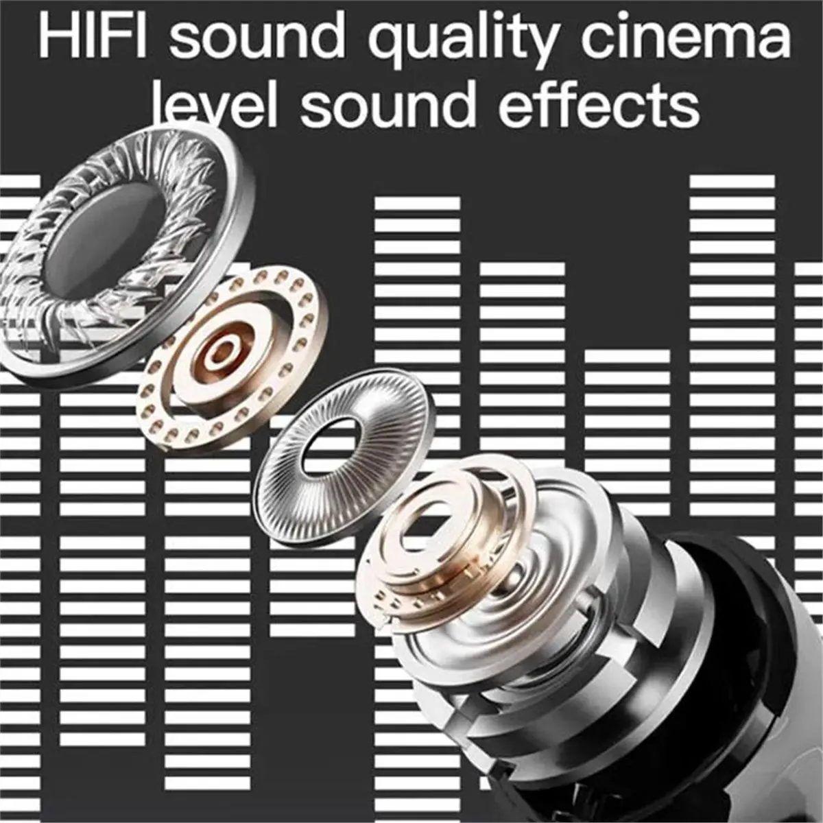 ♋♐…BUY 2 in 1 Dual Pair Wireless BT Earphones in Ear Half in Ear Painless Wearing Hifi Noise Cancellation Couple Earbuds Black