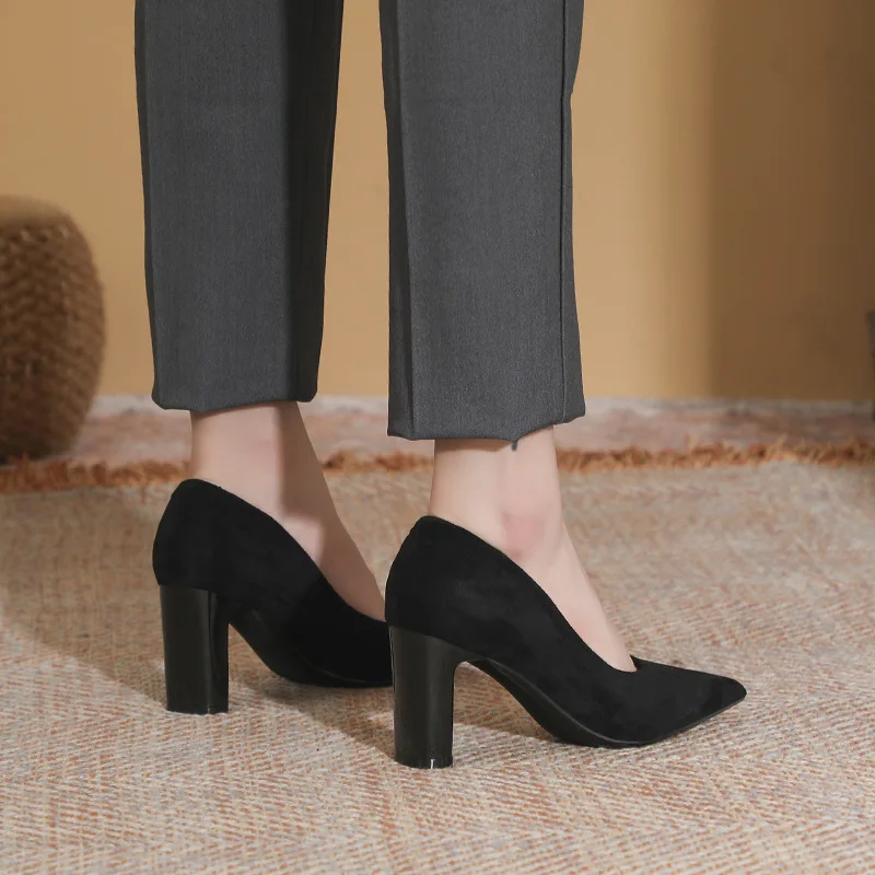 French Style Pumps Pointed Black High Heels for Women 5cm 7cm 9cm Versatile Commuting Single Shoes Fashion Heels Women Tacones