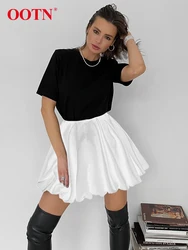 OOTN-minifalda ajustada de satén para mujer, faldas de cintura alta, básicas, color negro, A la moda, para otoño, 2023