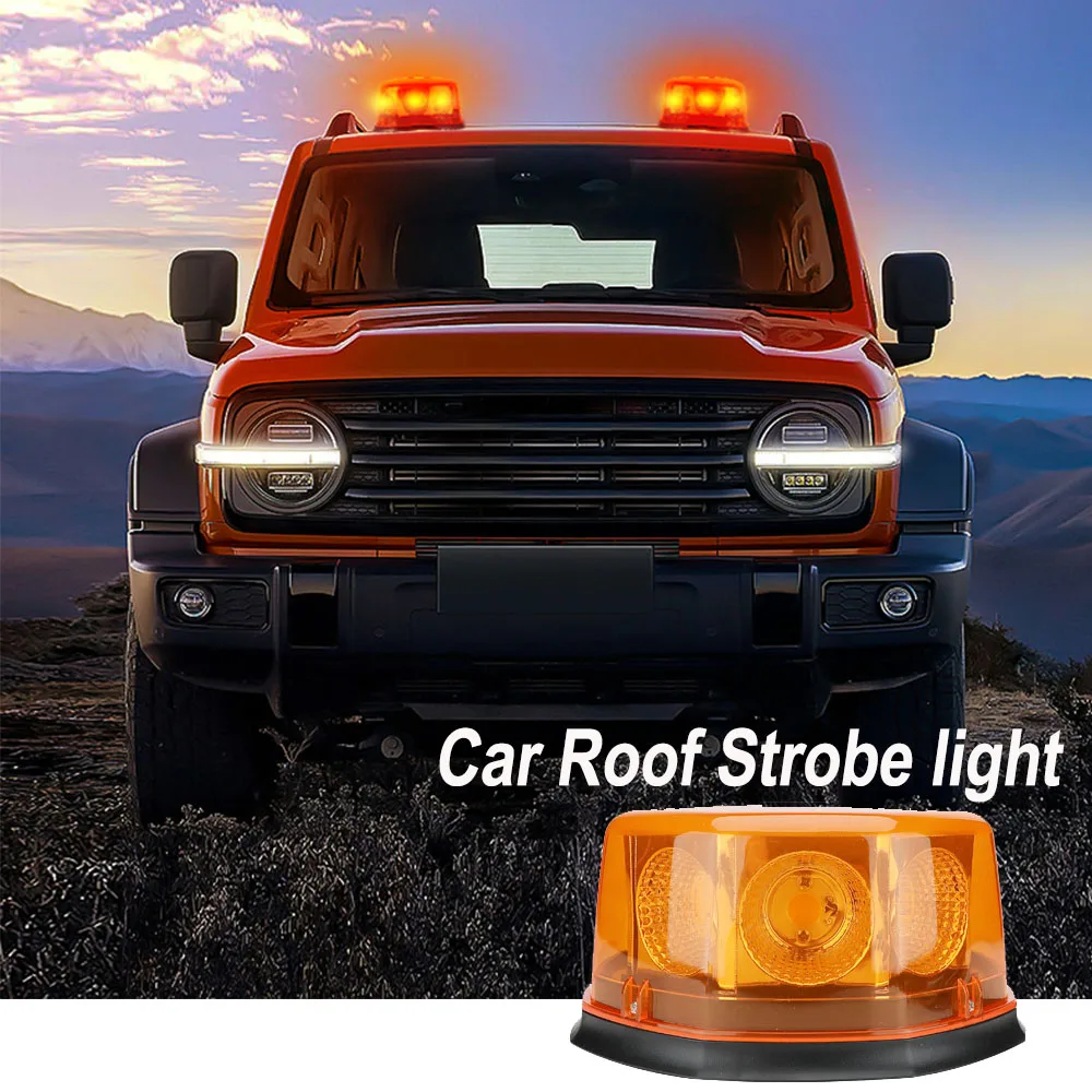 

DC12-24V Car Roof Strobe Emergency Lights Hazard Warning Light Bar Beacon Flashing Lamp Magnetic Mount for Car Truck