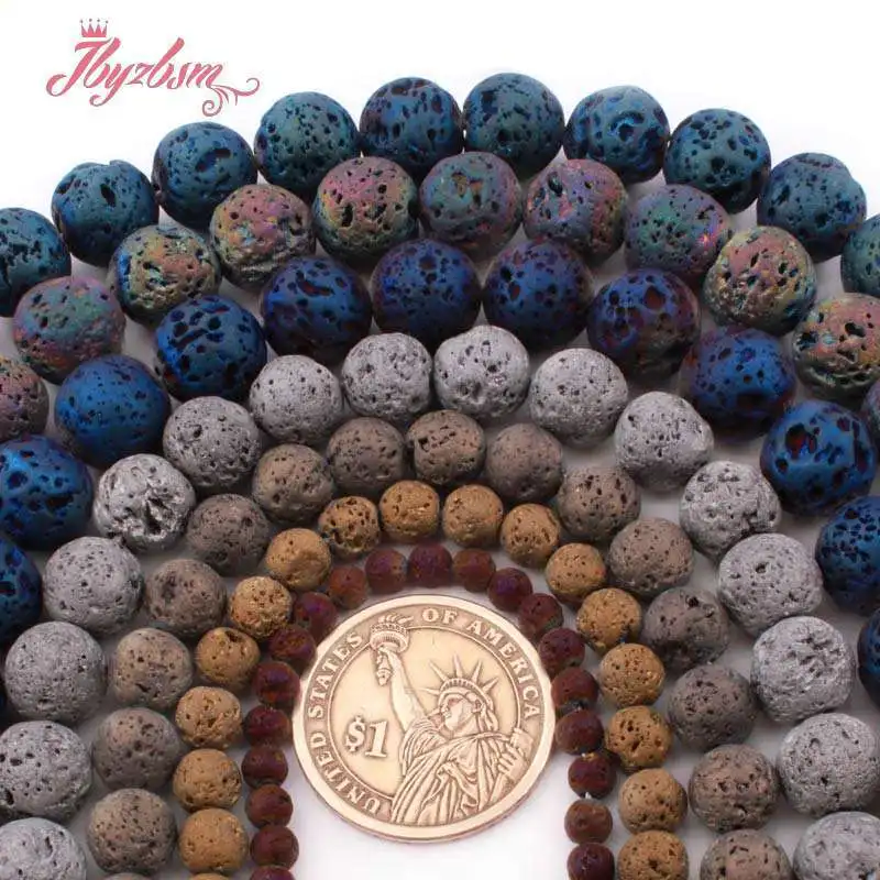 Sponge Volcanic Lava Rock Beads,6/8/10mm Round Natural Stone Loose Beads Strand 15 inch for DIY Jewelry Making Necklace Bracelet