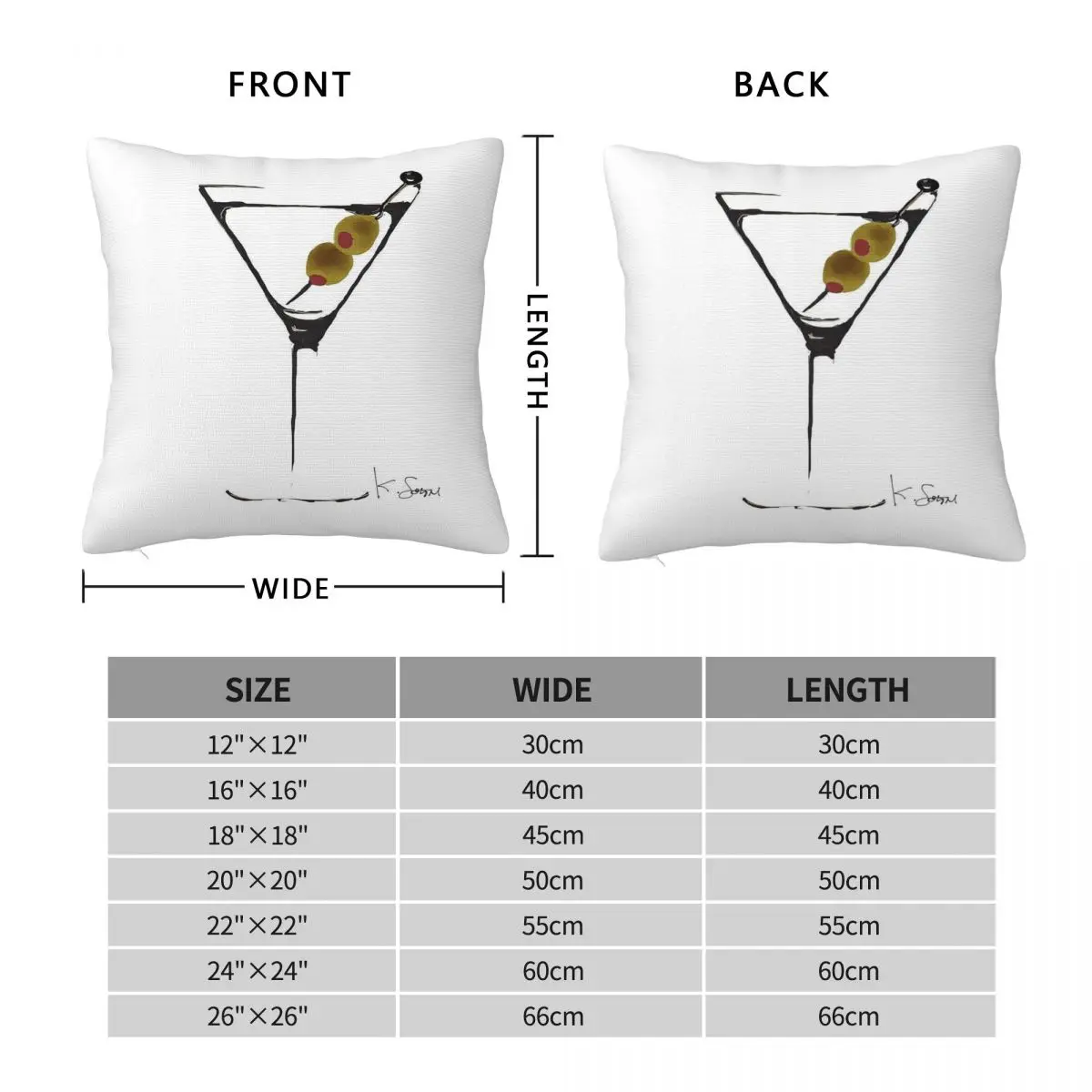 Martini Time Cocktail Square Pillowcase Polyester Linen Velvet Printed Zip Decorative Pillow Case Home Cushion Cover