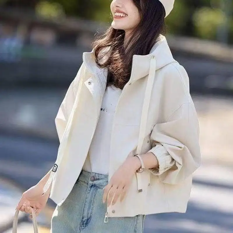 Korean Fashion Women's Hooded Sweatshirt Autumn New Item for Teenagers Loose and Versatile Casual Zipper Cardigan Student Tops