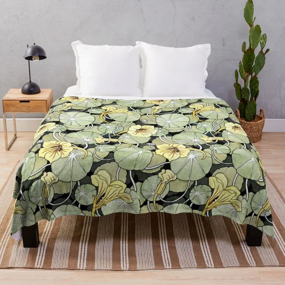 Trumpet Flower Pattern by Maurice Pillard Verneuil Throw Blanket Heavy Luxury Plaid on the sofa Blankets