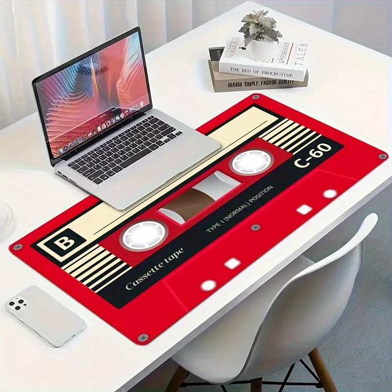 Vintage Cassette Tape Desk Mat Large Mouse Pad Retro Music Aesthetic Non Slip Rubber for Home Office Gaming