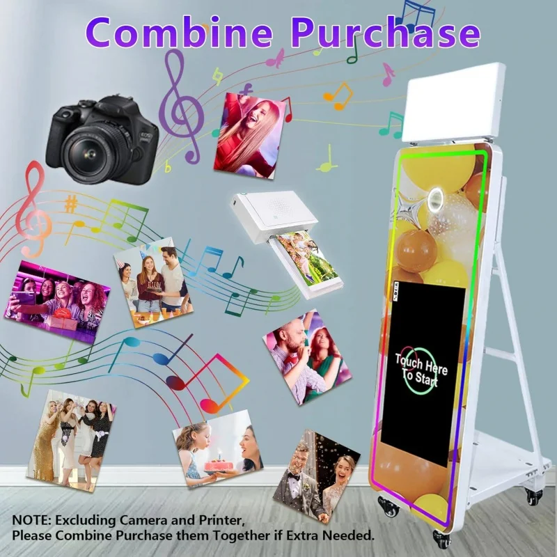 Intelligent Magic Mirror Integrated LED Magic Mirror Selfie Pavilion WithTouchscreen Interactive Photo Mirror Surface Customized