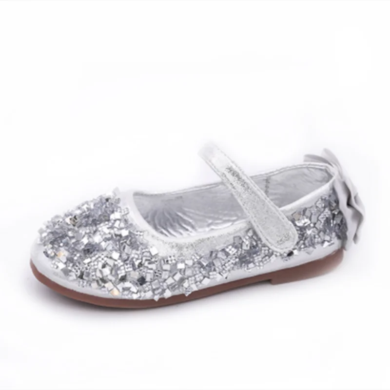 

Baby Girl Back Bowtie Sandals Round Toe Luxury Crystal Dazzling Shoes For Prcing Piano Fahion Show Cute Tacons Hopp-Loop Pinkish