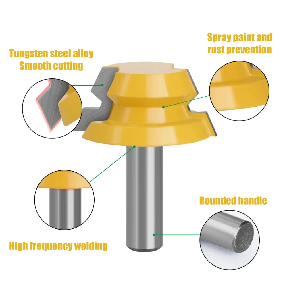 

2pcs 12mm Shank Lock Router Bits 22.5 Degree Glue Joinery Milling Cutter Set for Wood Woodwork Cutter