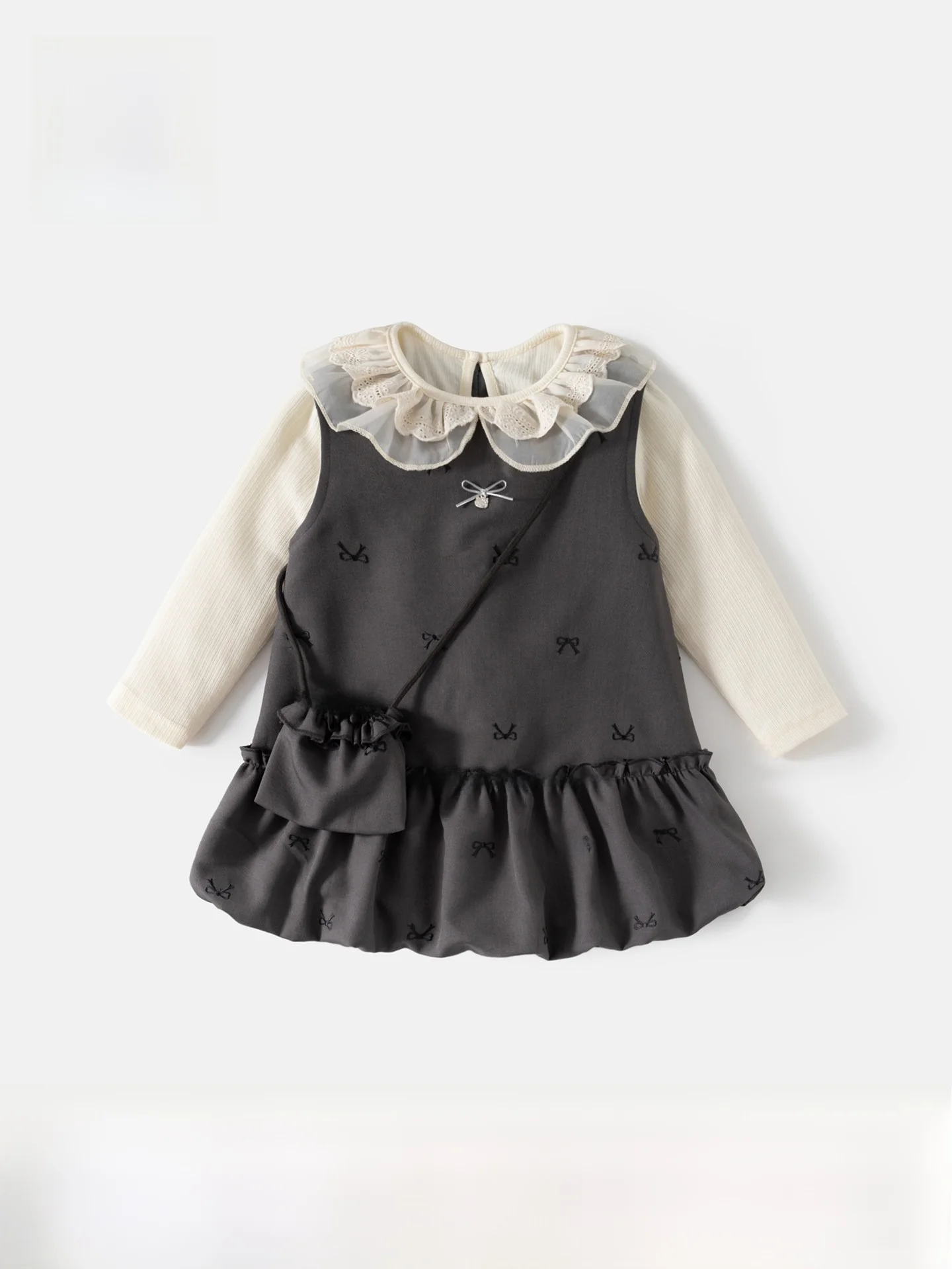 spring-faion-princ-dr-set-for-girls-baby-vest-skirt-outfit-children's-clothing-korean-sle-medium-high-waist-long-sl