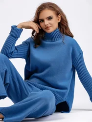 Fashion Knitted 2 Piece Sets Women Outfit Fall Clothes 2024 Women Pullover Sweater Top and Pant Sets Casual Sweatsuit Woman Sets