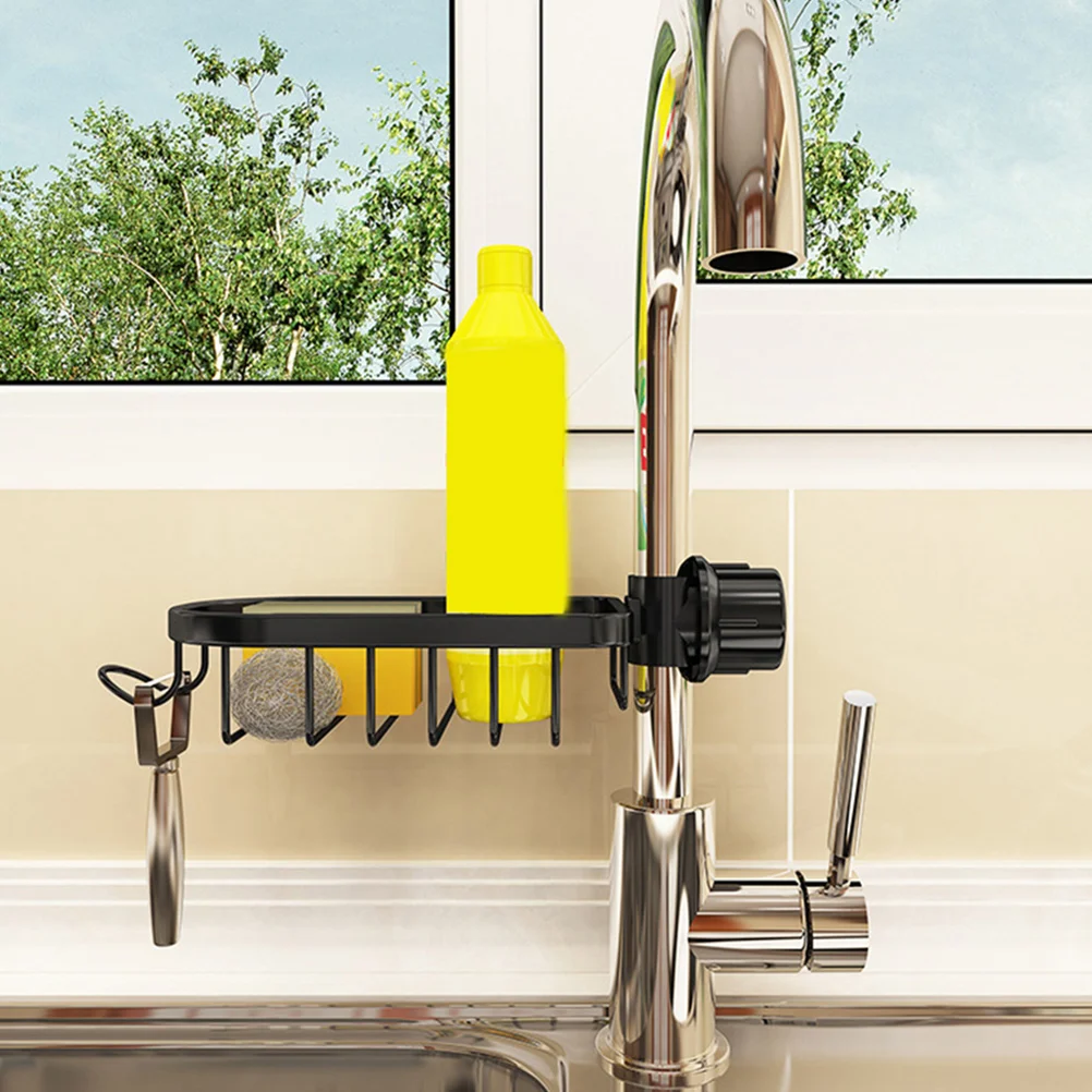 Faucet Mounted Sink Storage Rack Aluminium Waterproof Kitchen Organizer No Punch Installation Sponge Holder Cleaning Cloth