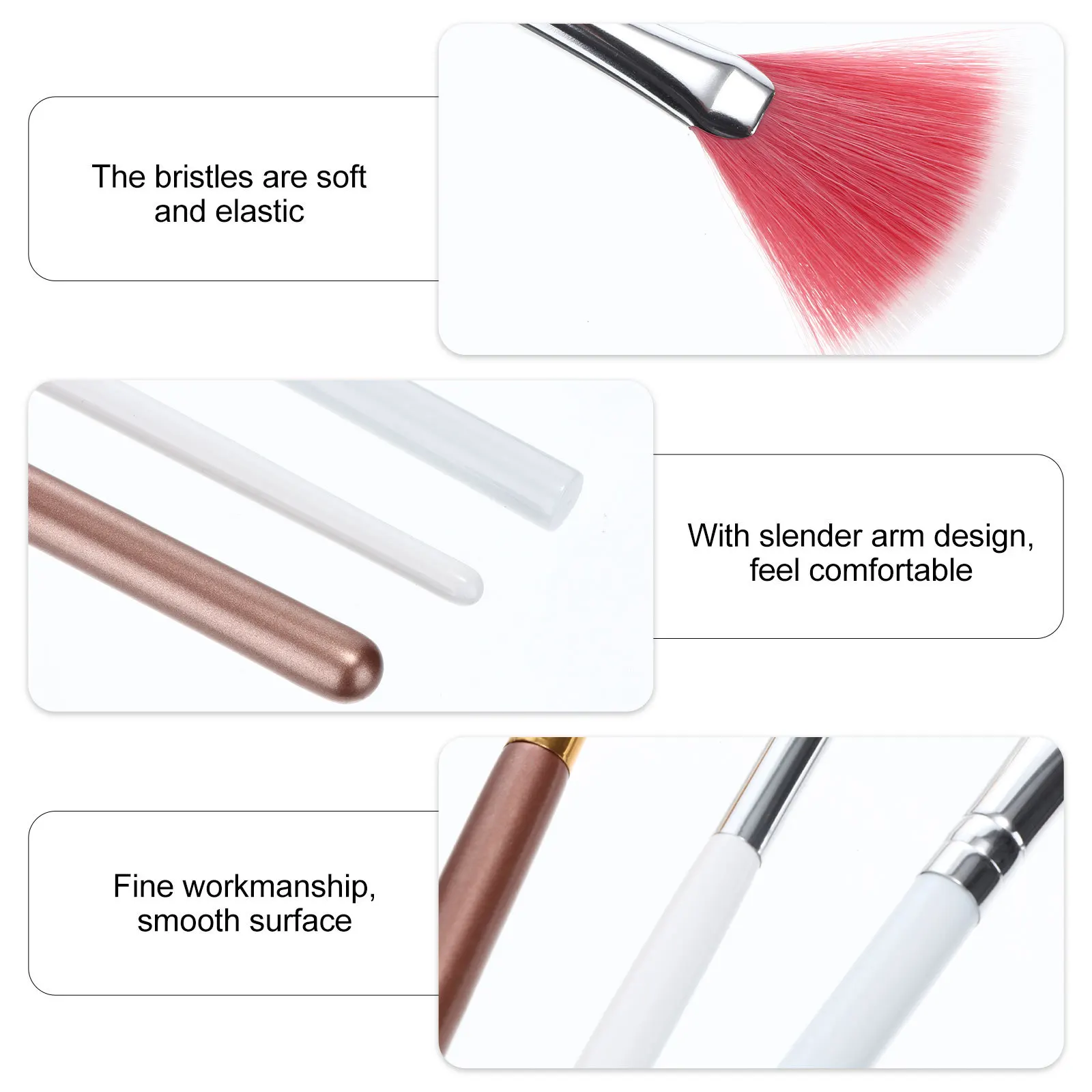 Herramienta de maquillaje para contorno de polvo de mezcla en forma de abanico, suministros de herramientas de maquillaje para colorete, accesorios, 3 uds.