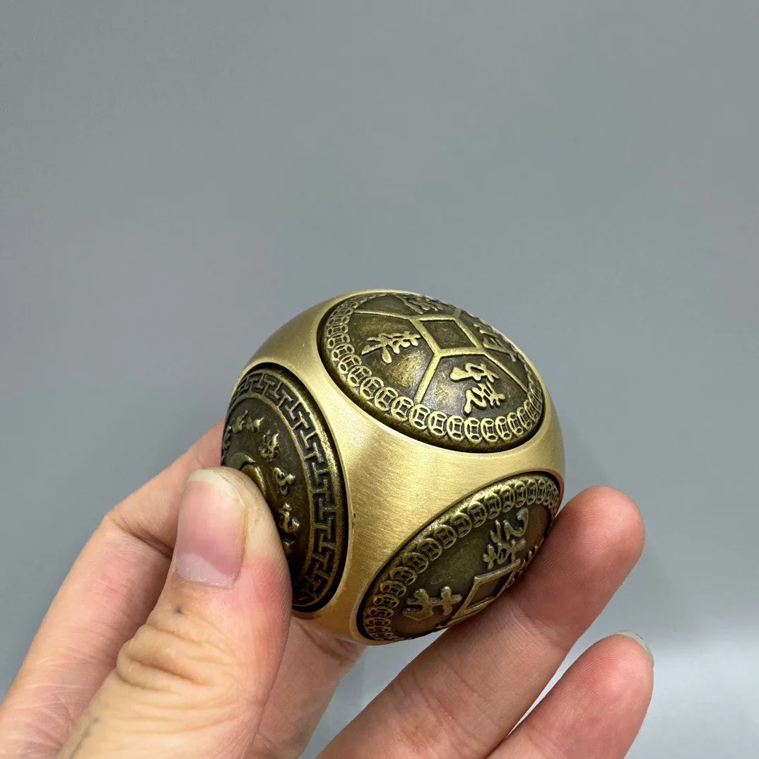 Brass Six Sided Sphere Fidget Spinner Fortune Turning Wealth Good Luck Fidget Toy High Grade Gift Home Office Desktop Decor