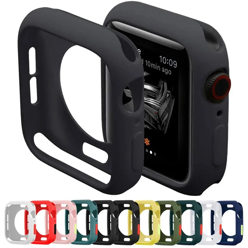Мягкий силиконовый чехол для Apple Watch Ultra 9 8 7 49 мм 45 мм 41 мм Защитный чехол для iWatch Series SE 6 5 4 3 44 мм 40 мм 42 мм 38 мм